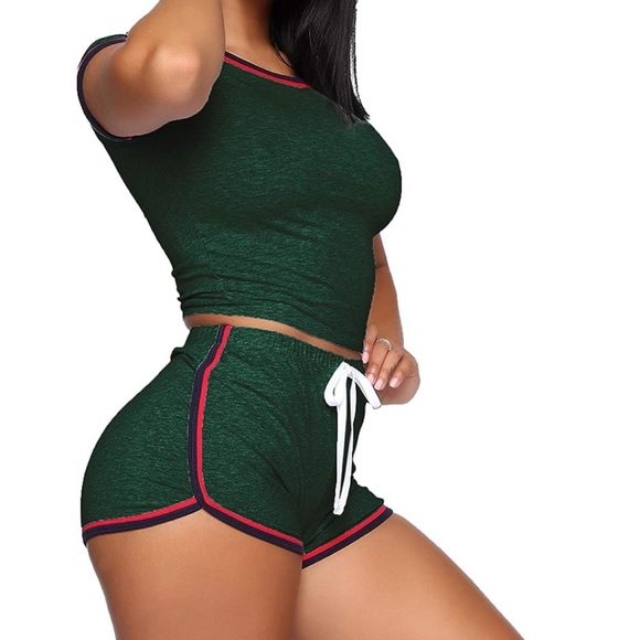 WIHOLL Womens Casual 2 Piece Short Sleeve Sets Summer Sexy Active Tracksuits - Picture 3 of 5